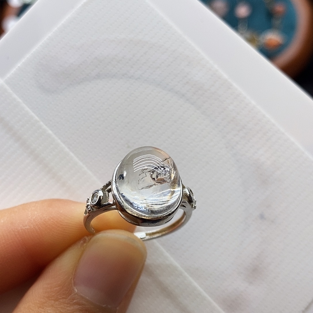 水晶戒指银S925镶嵌定制