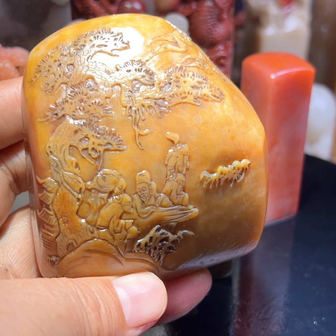 老挝石老挝田黄大印面