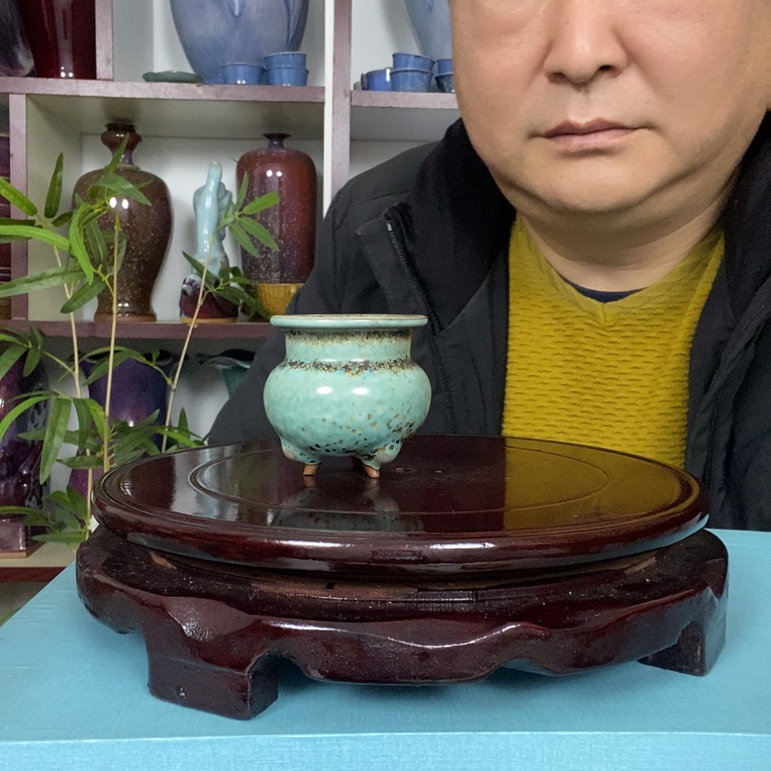 炉钧瓷小香炉手拉胚