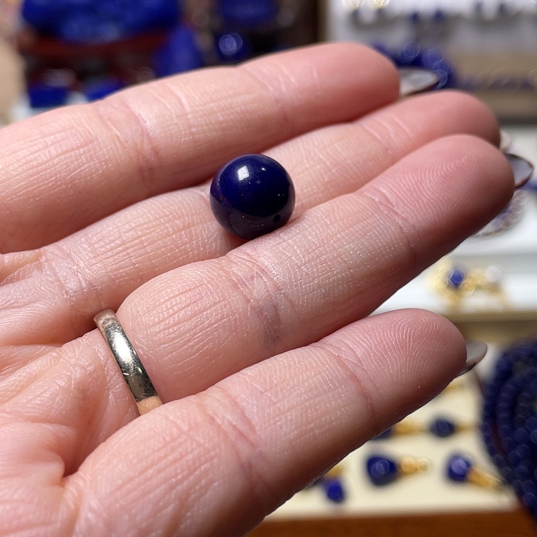 点***点青金石未镶嵌精品黑加仑单珠10.8mm