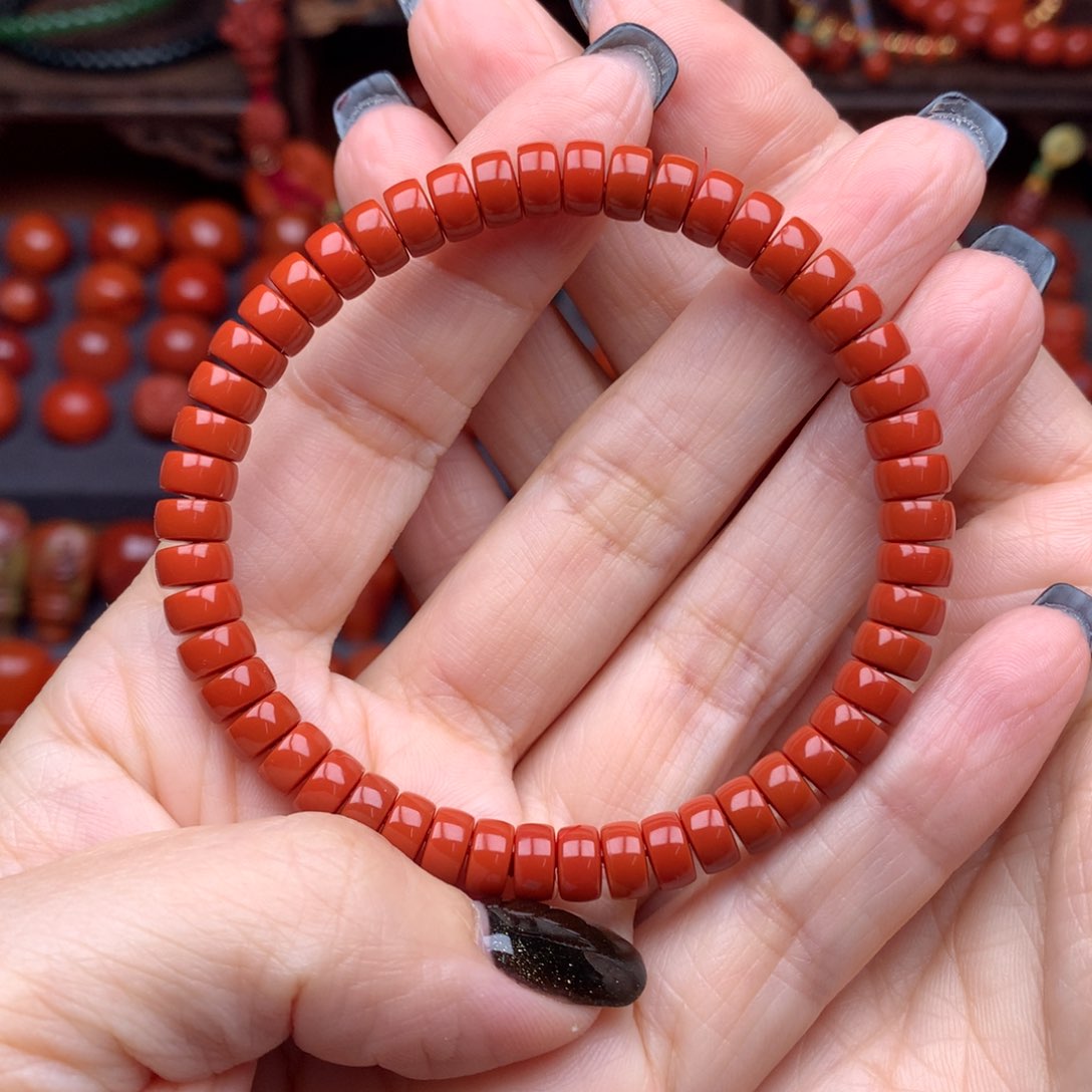 南红玛瑙精工药片手串未镶嵌6.3