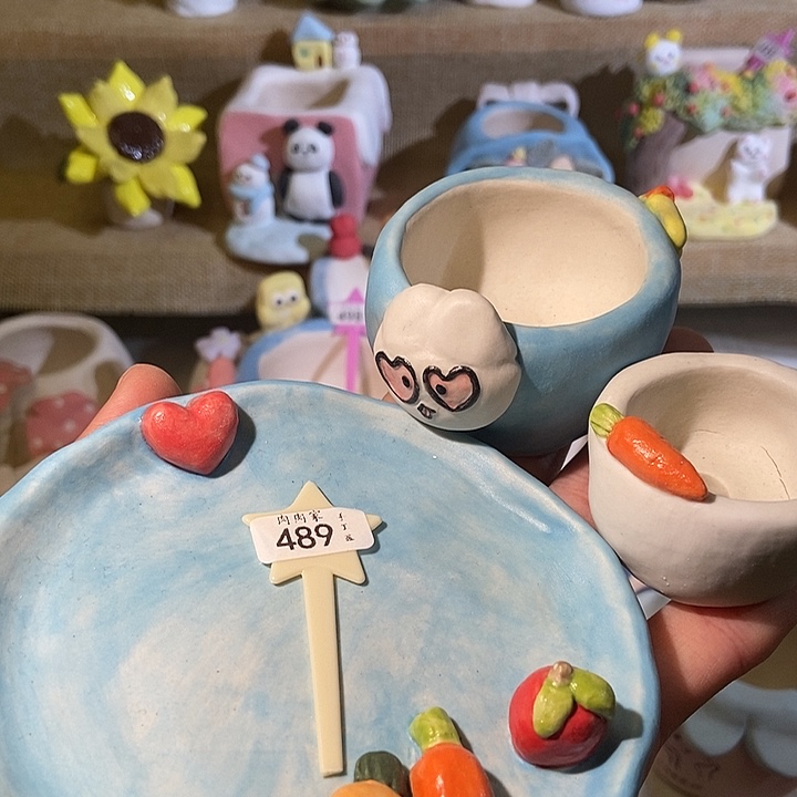 满29包邮 手工手绘盆 489