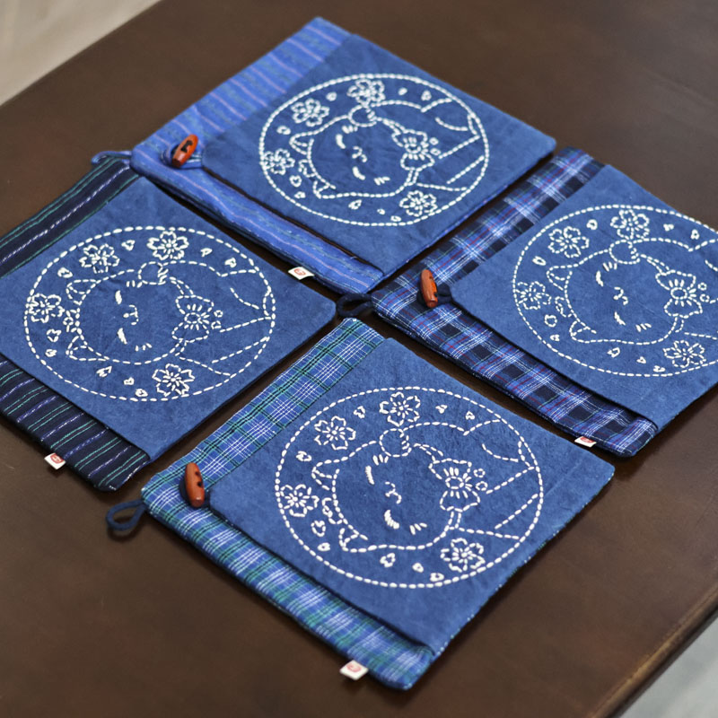 【静姐小院】招财猫-刺子锈茶饼袋-图案随机发一个（V2487）