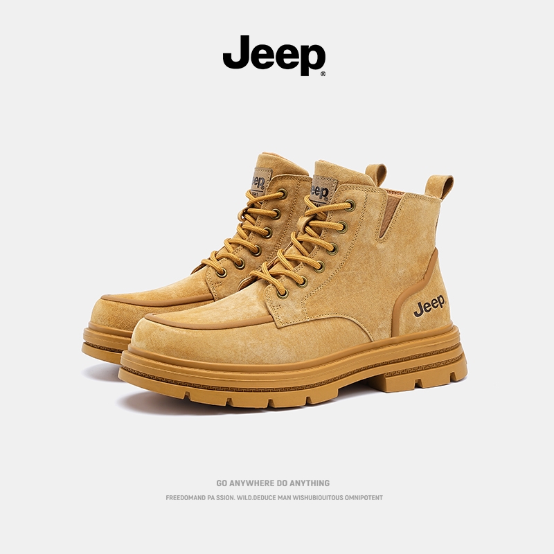 JEEP/吉普马丁靴圆头秋季高帮学院风增高英伦风户外马丁靴男士