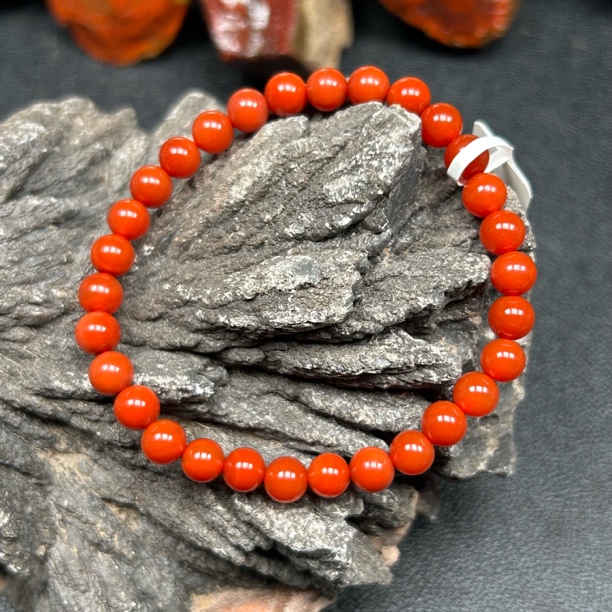 瓦西 6mm柿子红辣椒红锦红单圈手串