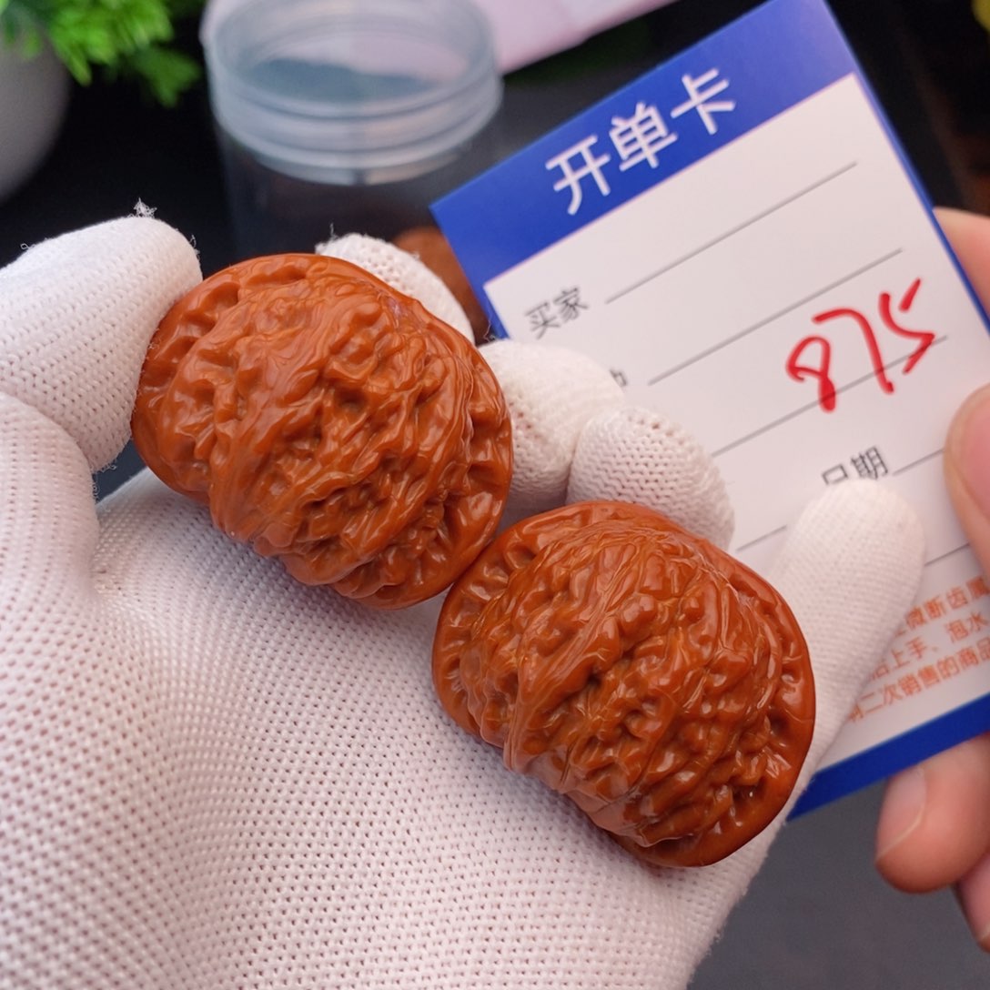 文玩核桃把件39闷白875