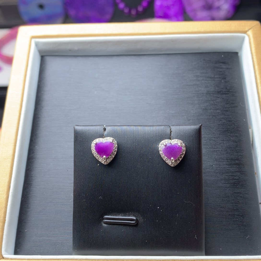 苏纪石（舒俱来）耳钉银S925镶嵌