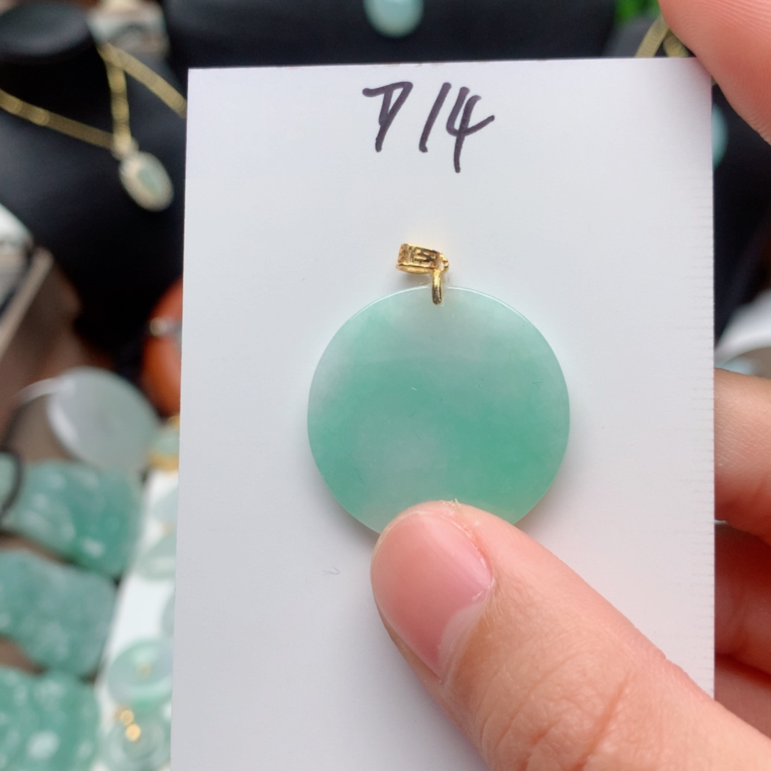 翡翠颈饰银S925镀金镶嵌吊坠