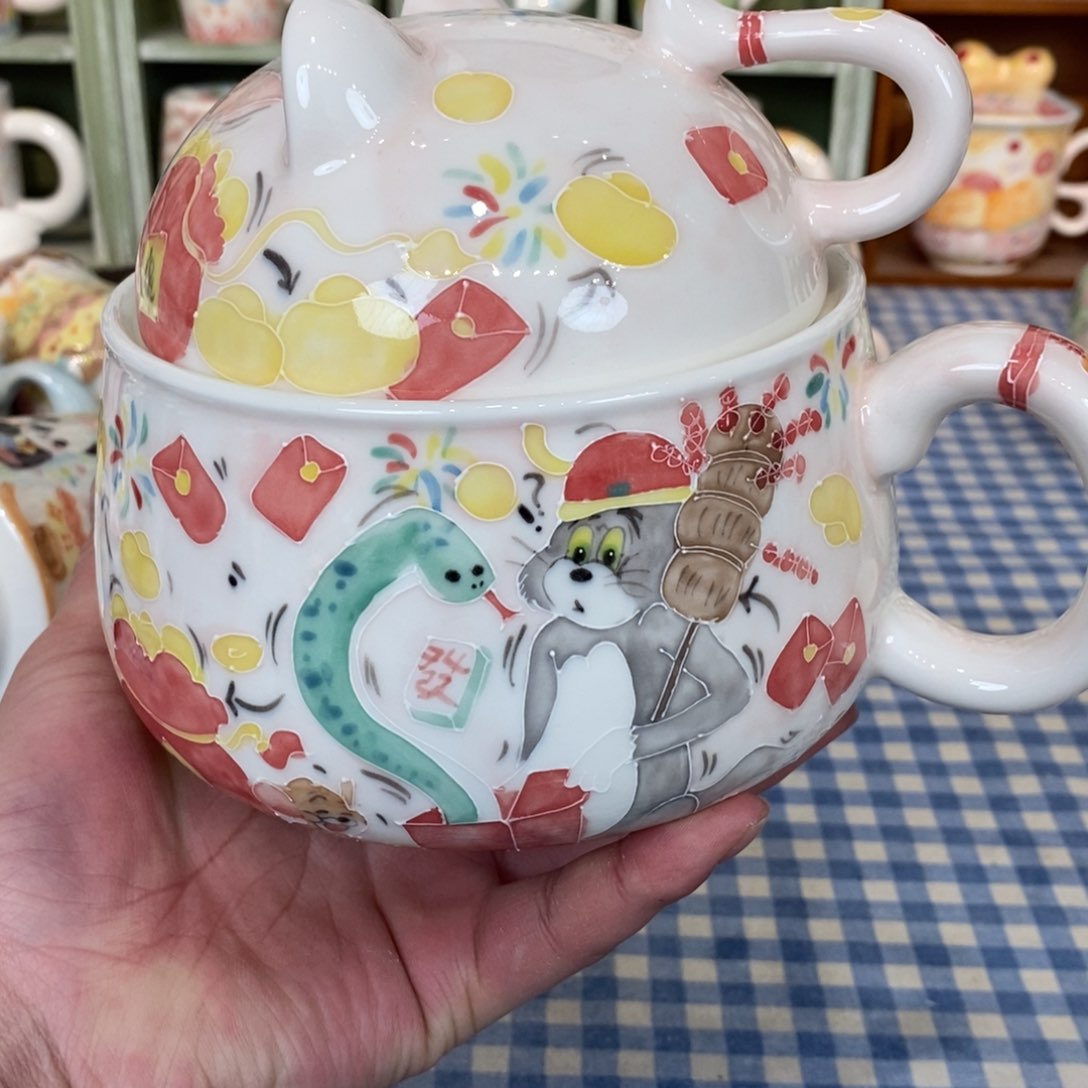 瓷片无**念泡面碗猫和老鼠微瑕