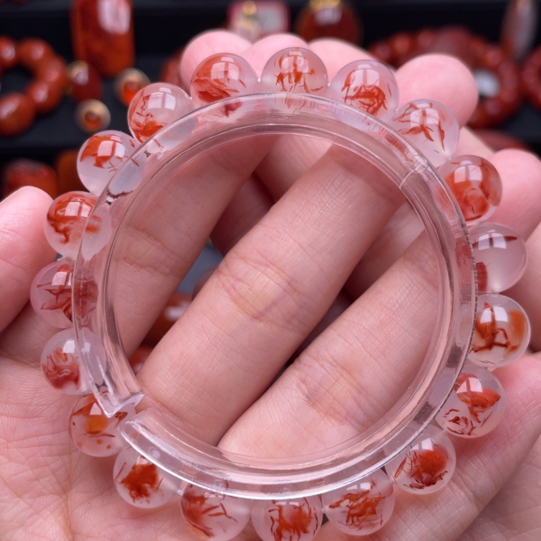 南红玛瑙未镶嵌珠宝奇石单圈10.5mm