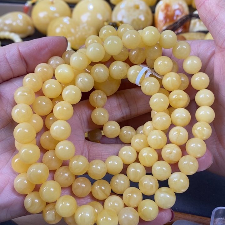 琥珀裸石未镶嵌108手链