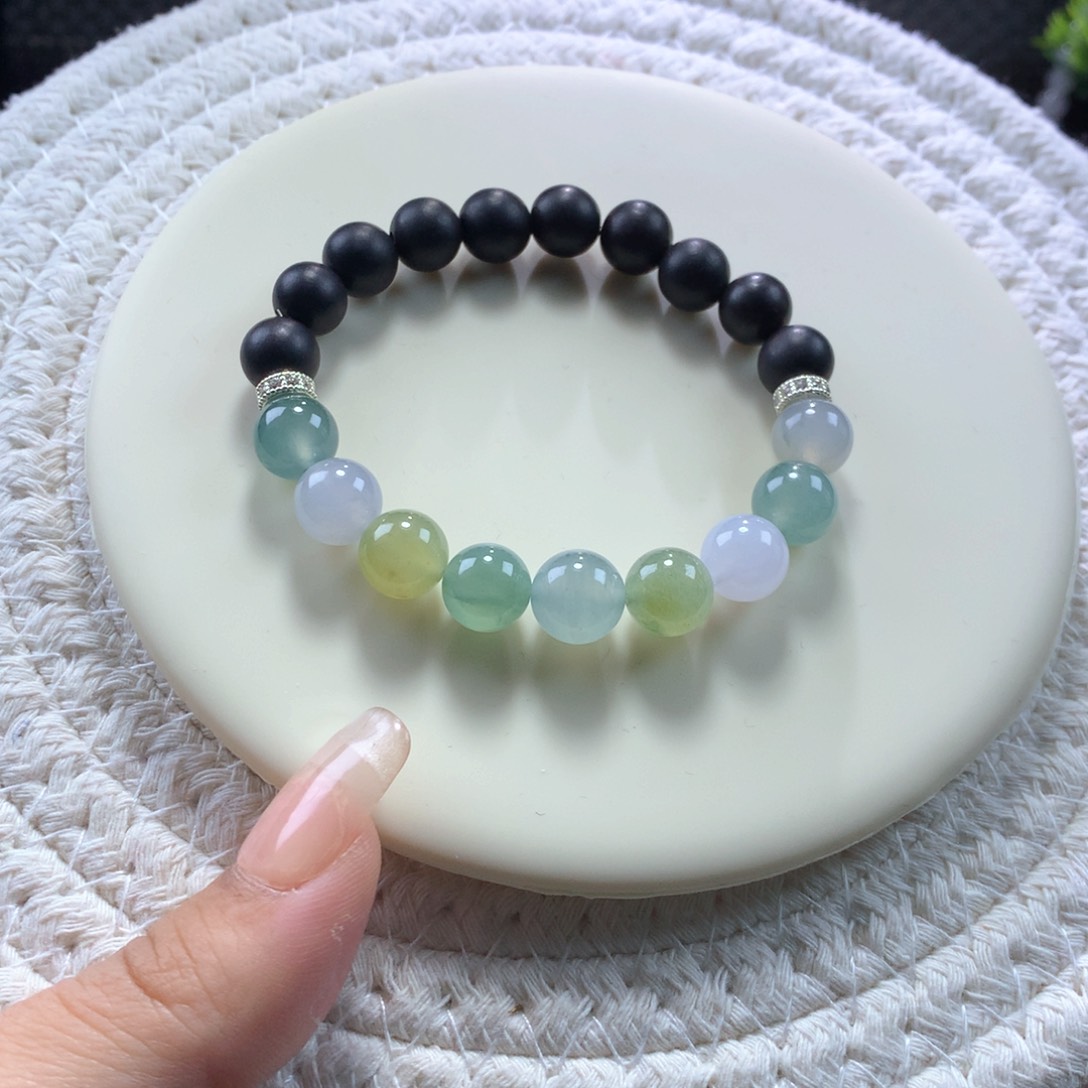 翡翠手链未镶嵌青山远黛