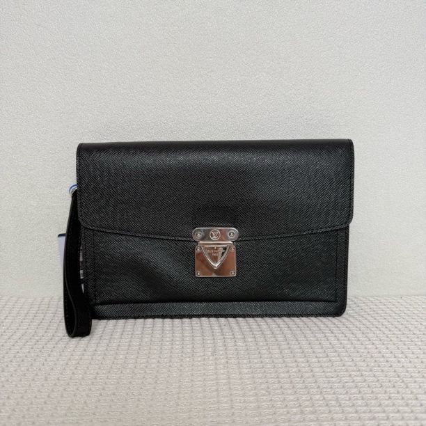 99新 LouisVuitton/路易威登 5046/男士时尚百搭黑色全皮手拿包