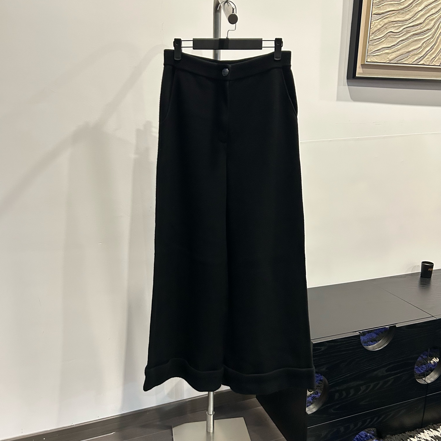 99新 Chanel/香奈儿 21B黑色针织阔腿裤38码