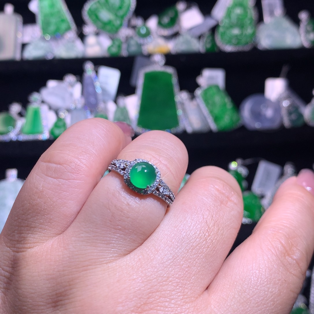 【闪购商品】银S925镶嵌戒指翡翠天然翡翠