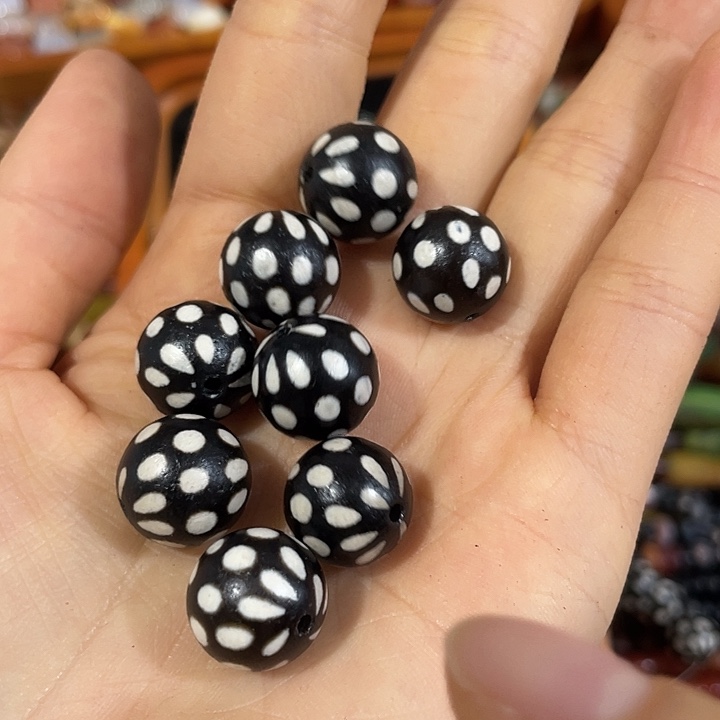 玛瑙/玉髓合金珠宝半成品2个14mm黑色满天星