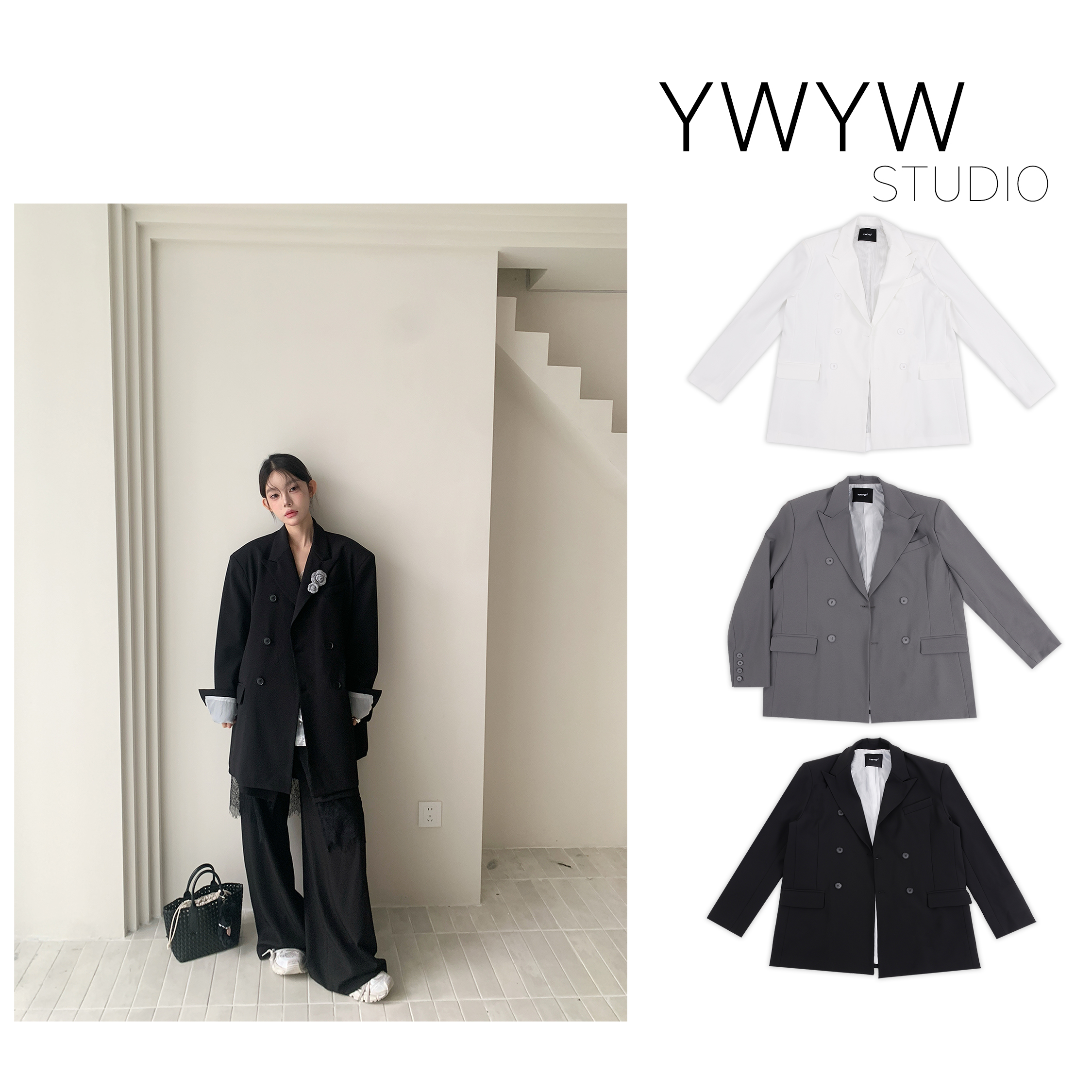 【福利款NO退换】春季韩版气质百搭通勤翻领长袖卷边西装外套A8222