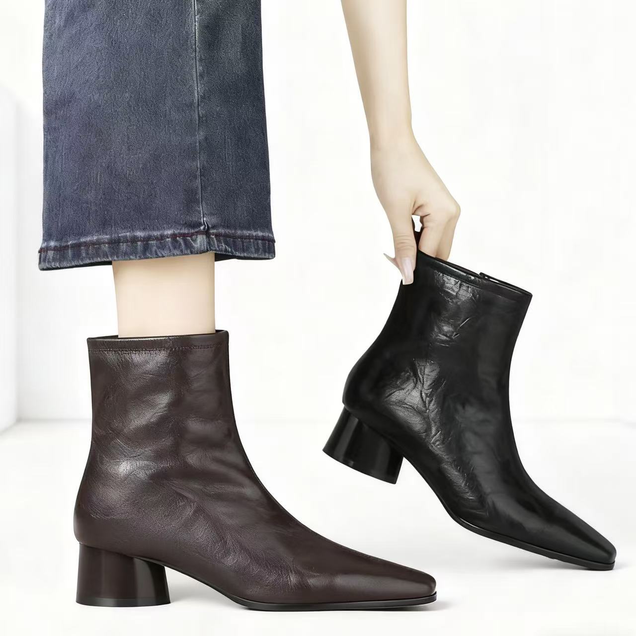 【品牌力荐】秋冬爆款加厚高级方头时尚感小靴2789
