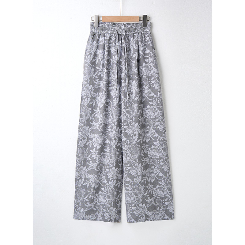 印花阔腿裤薄款高腰垂感透气休闲阔腿裤女 PX3-316