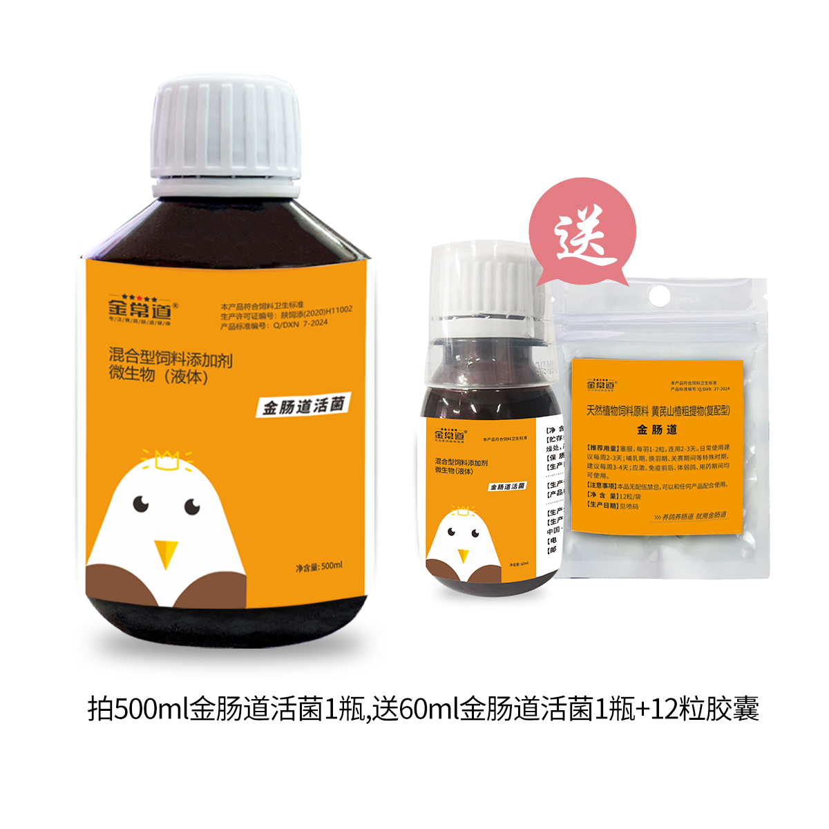 金常道金肠道活菌500ml+60ml+胶囊12粒