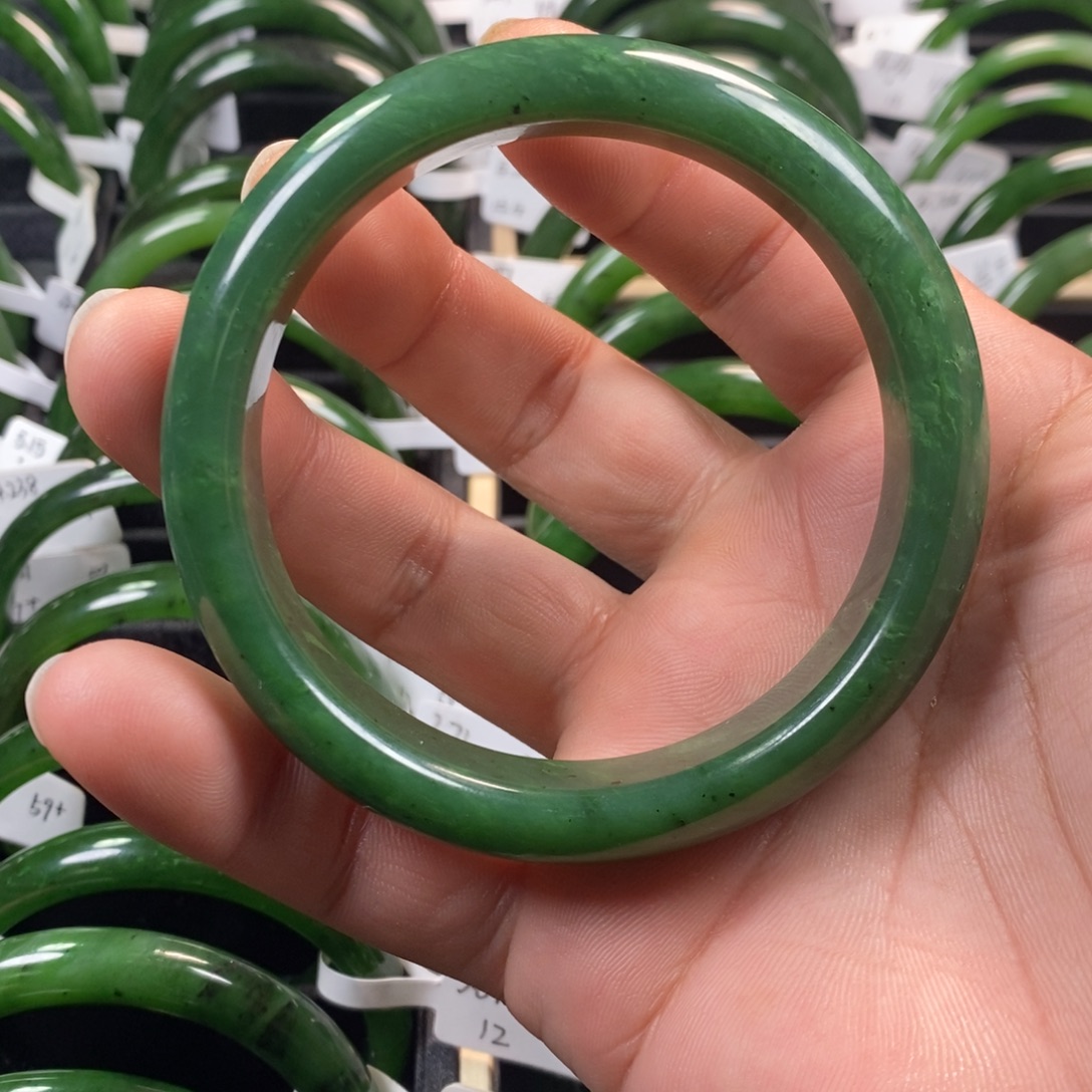 和田玉（碧玉）未镶嵌手镯64宽版