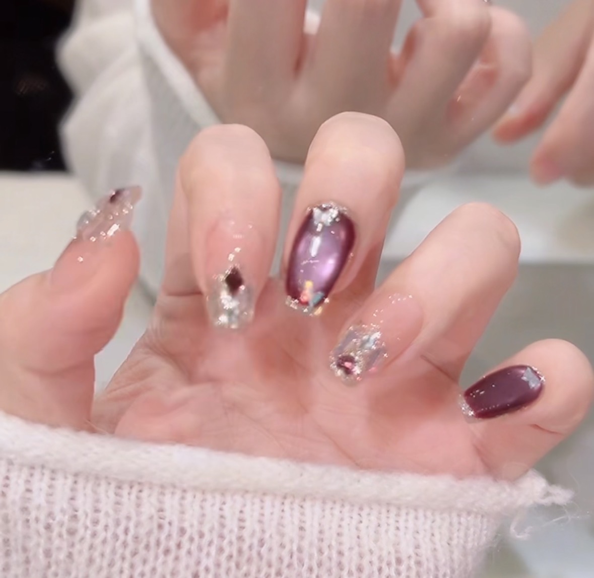 【暗夜紫】纯手工定制美甲拆卸穿戴甲10片