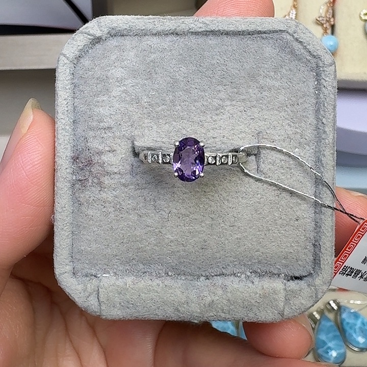 银S925镶嵌戒指水晶