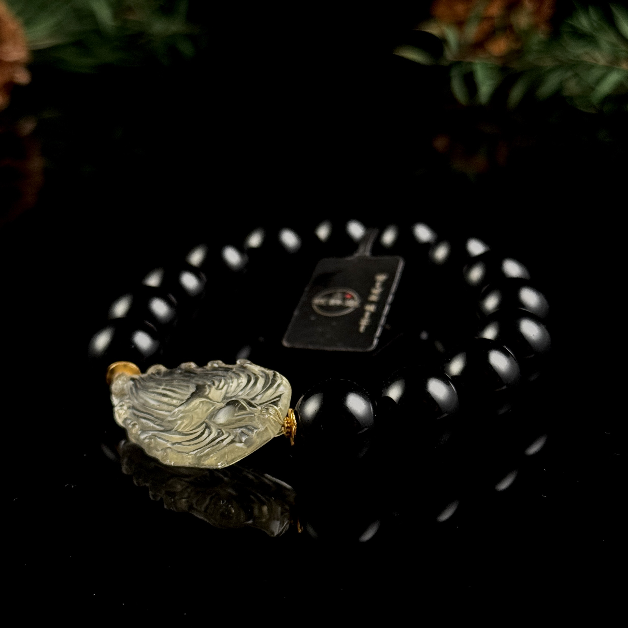 利比亚陨石九尾狐 雷公墨陨石手串