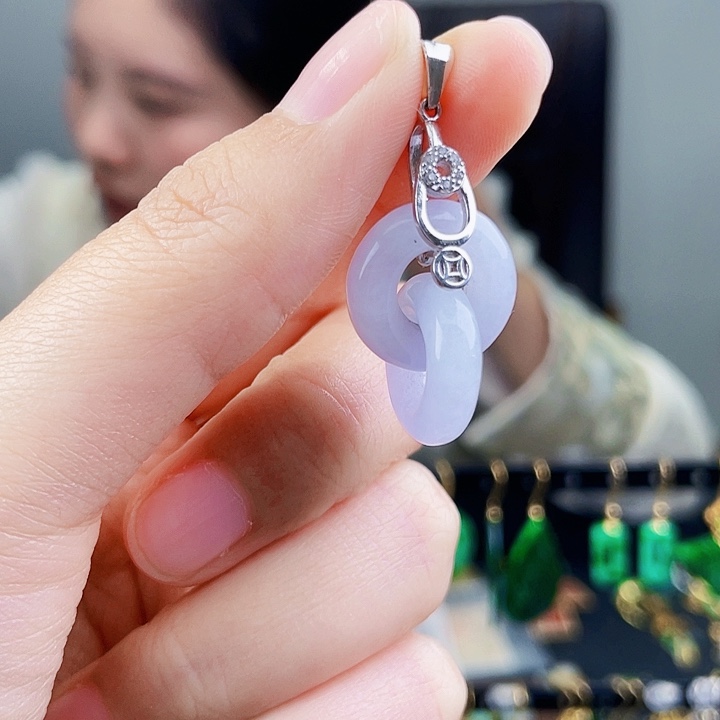 翡翠颈饰银S925镶嵌饰品