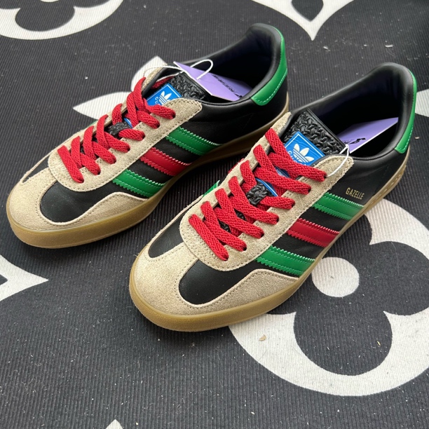 95新 GUCCI/古驰 阿迪联名经典男士黑色德训板鞋38码