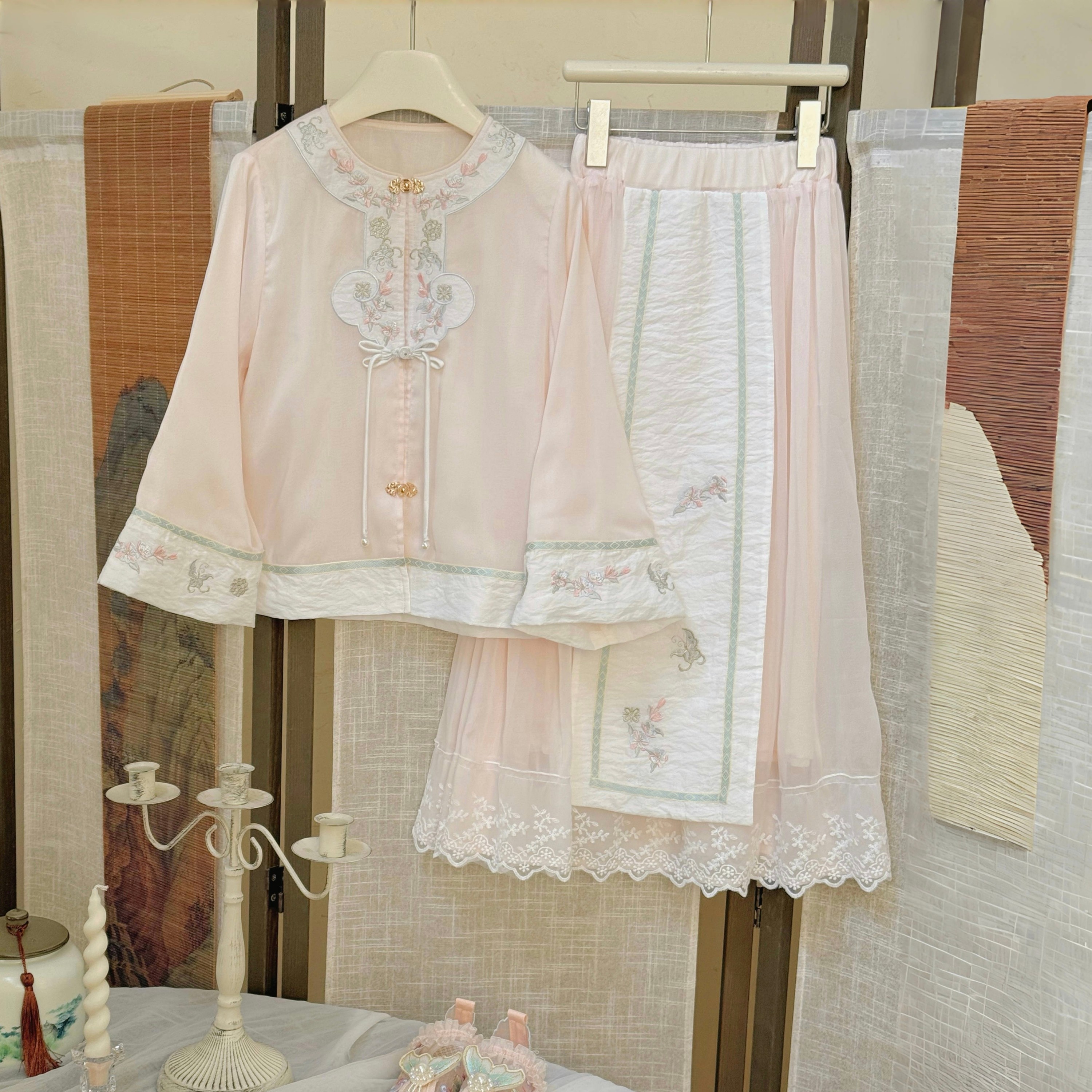 「春日蝶序」2025春夏女童刺绣汉服外套马面裙两件套套装