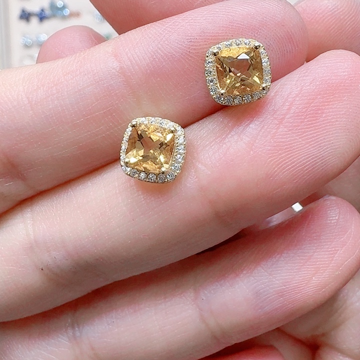 水晶耳饰银S925镶嵌耳钉