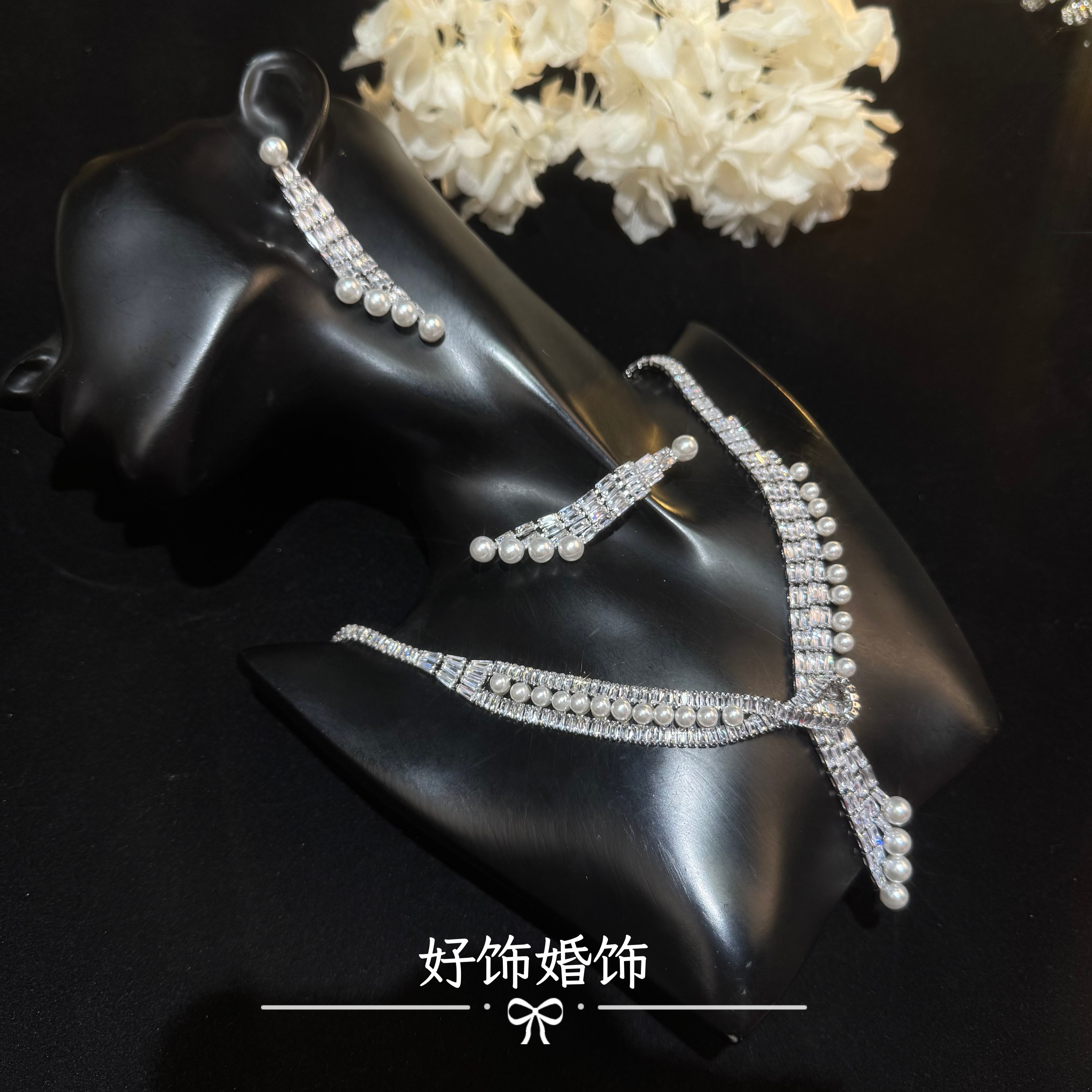 非金属莫桑石项链 好柿｜649小众新娘婚纱礼服精致镶钻百搭项链