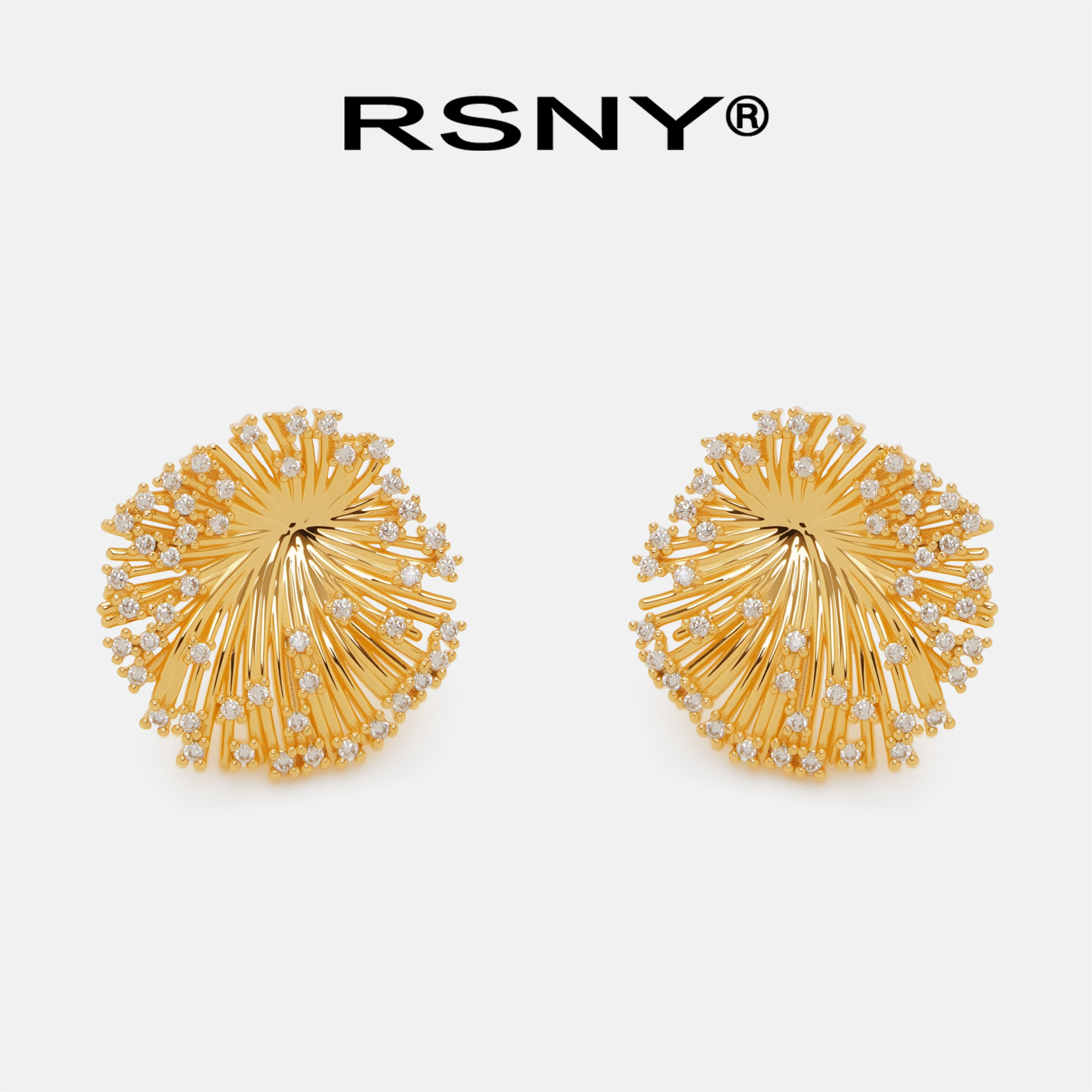 铜合金合成锆石耳饰 [新品]RSNY烟花绽放耳钉优雅款2025新款精致