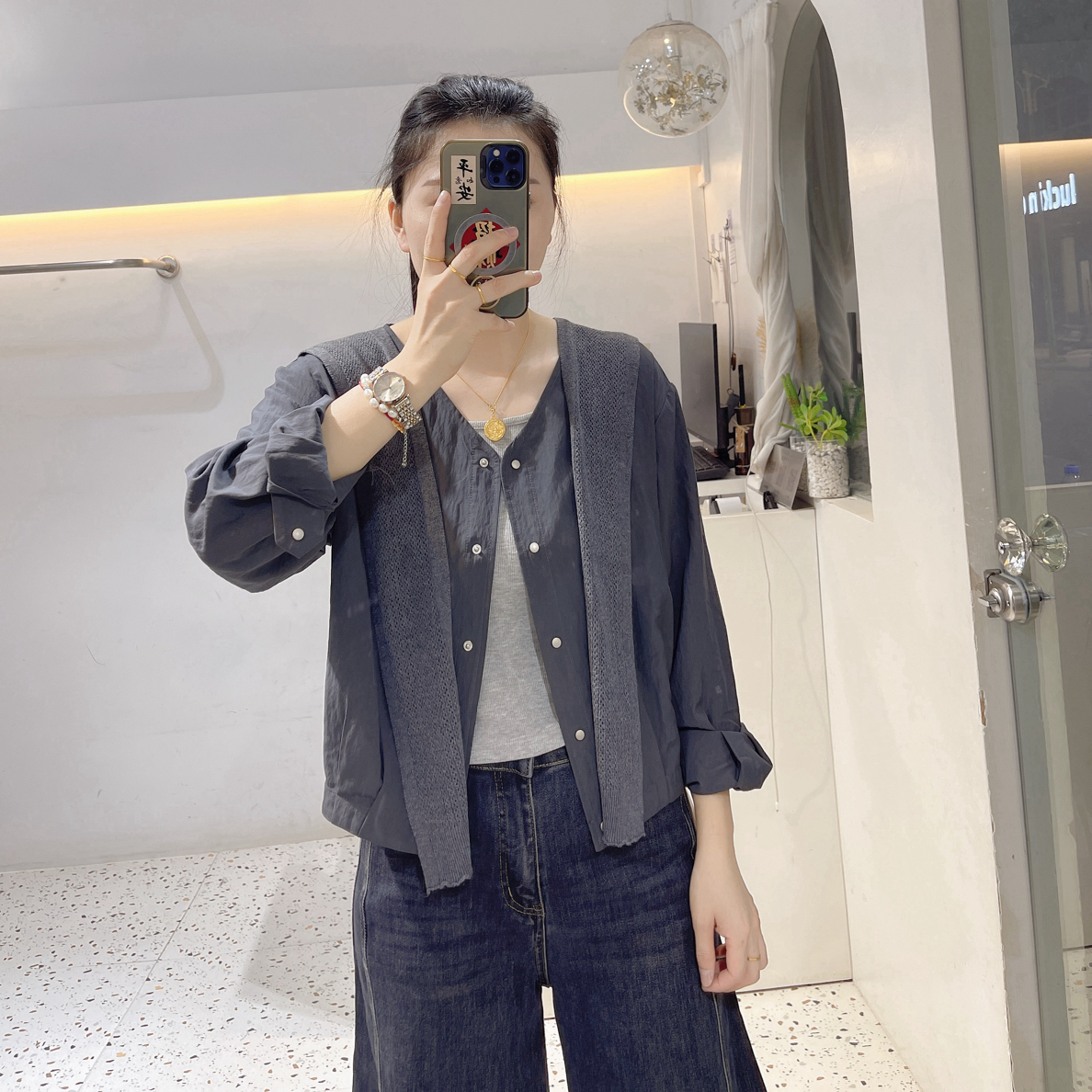 三件套吊带背心➕小外批➕披肩8806