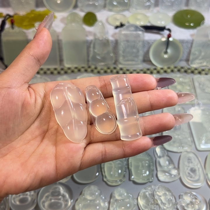 岫玉未镶嵌岫玉白冰挂件福豆树叶竹节任选其一