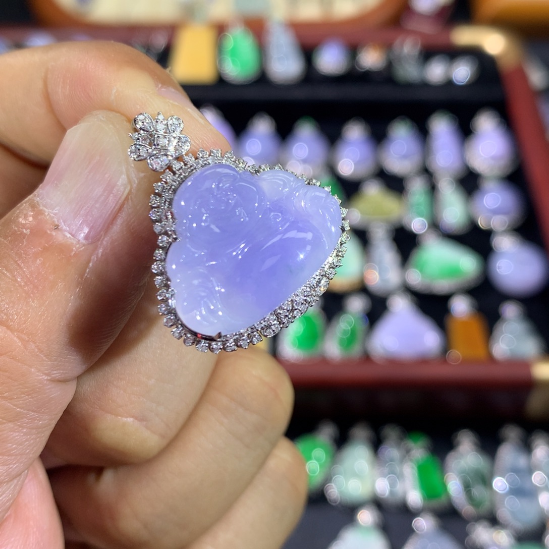 翡翠18K金镶嵌吊坠(不含链)