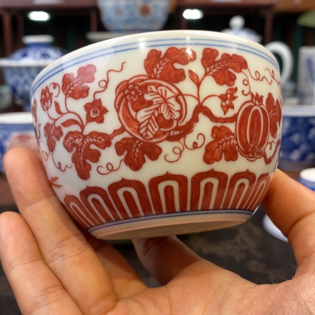 手工陶瓷大红西瓜杯