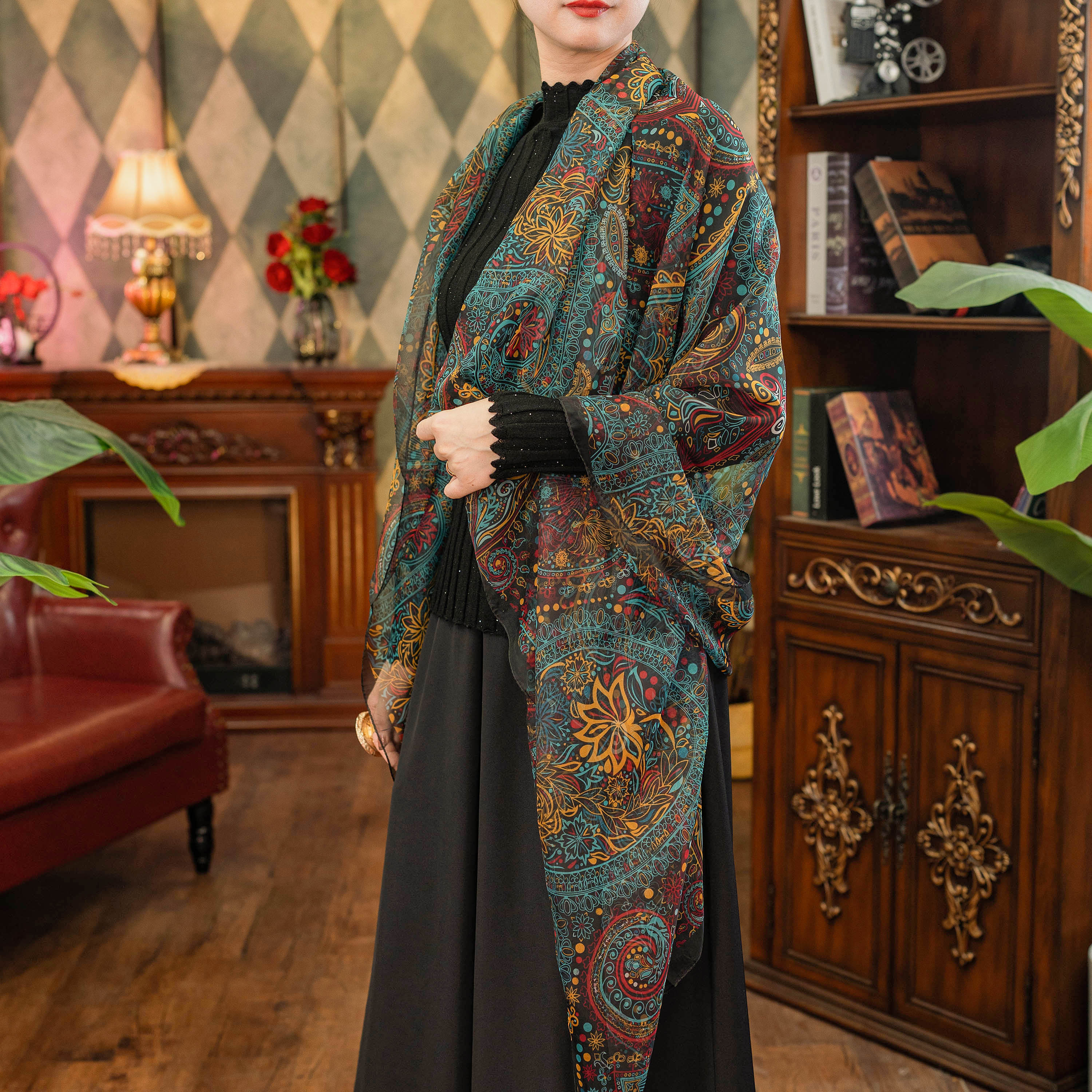 围巾新品女士精致百搭可披可围时尚大披肩XD01920