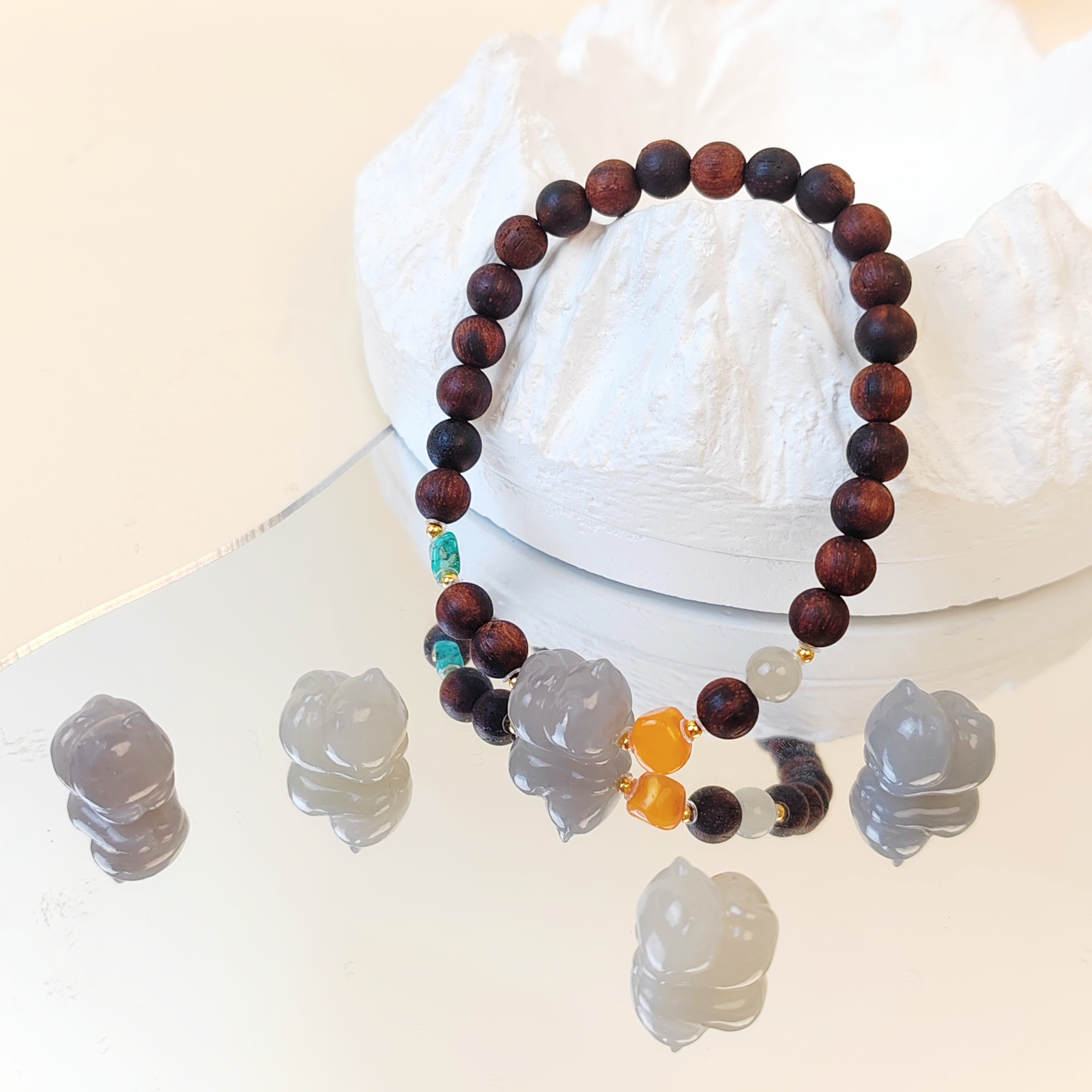 黄油麻丝降真香趴趴猫单圈手串（多样性发其一）