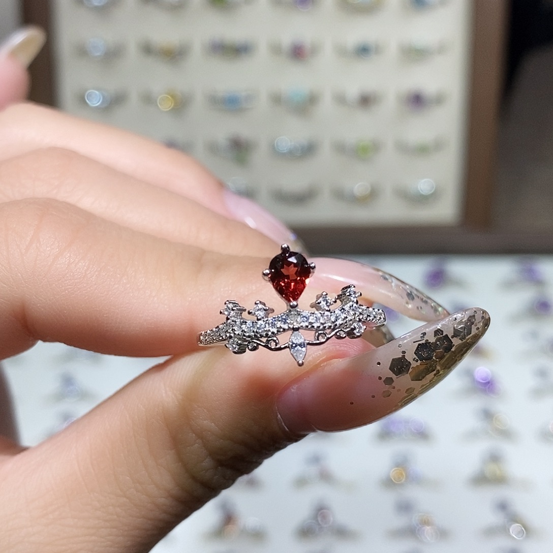 戒指银S925镶嵌水晶