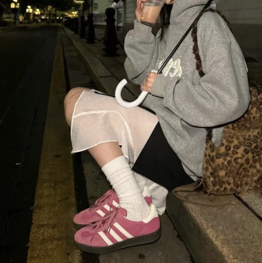 牛皮版粉色德训情侣款男鞋女鞋2025春季新款运动休闲板鞋