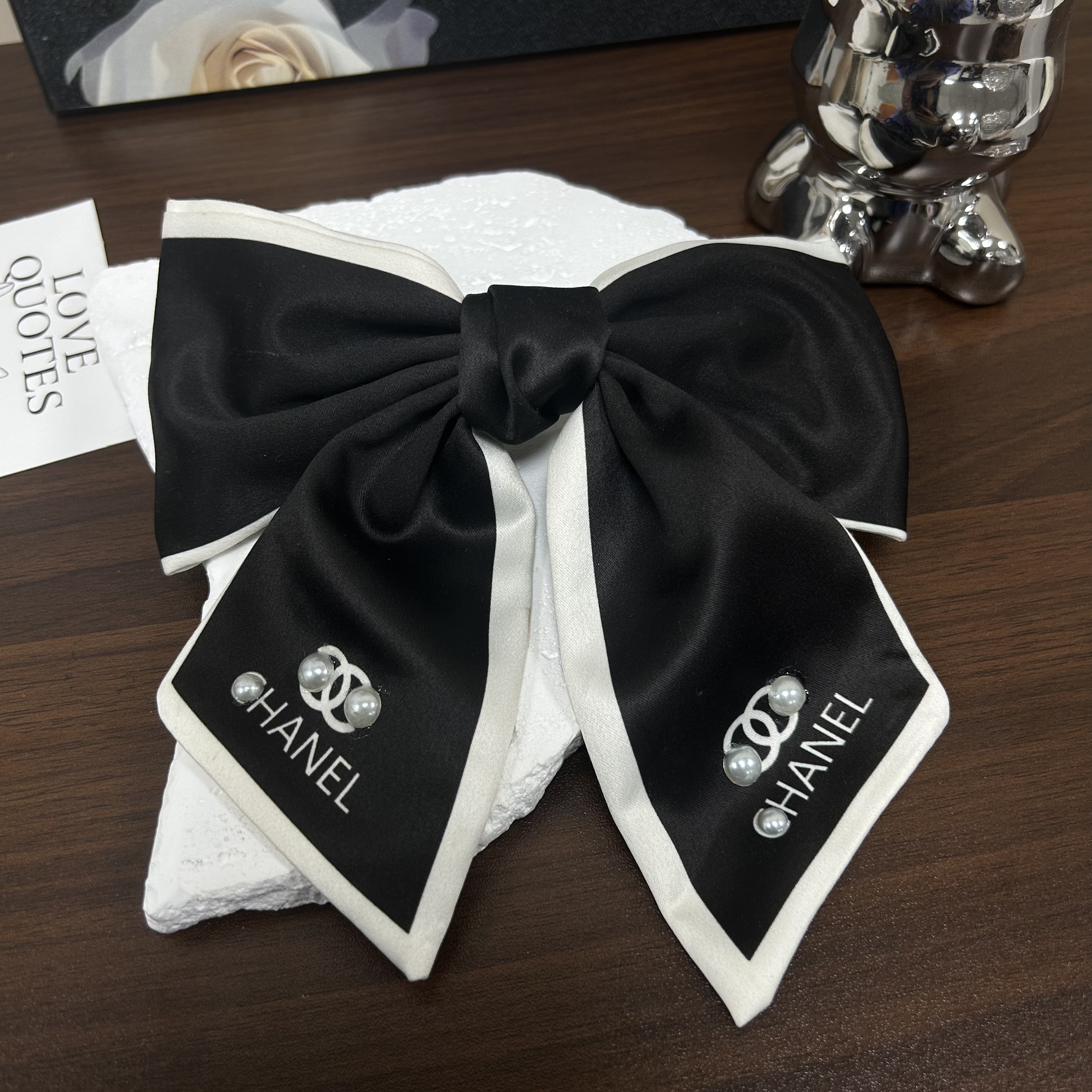 J24黑白熊猫配色蝴蝶奶家发夹