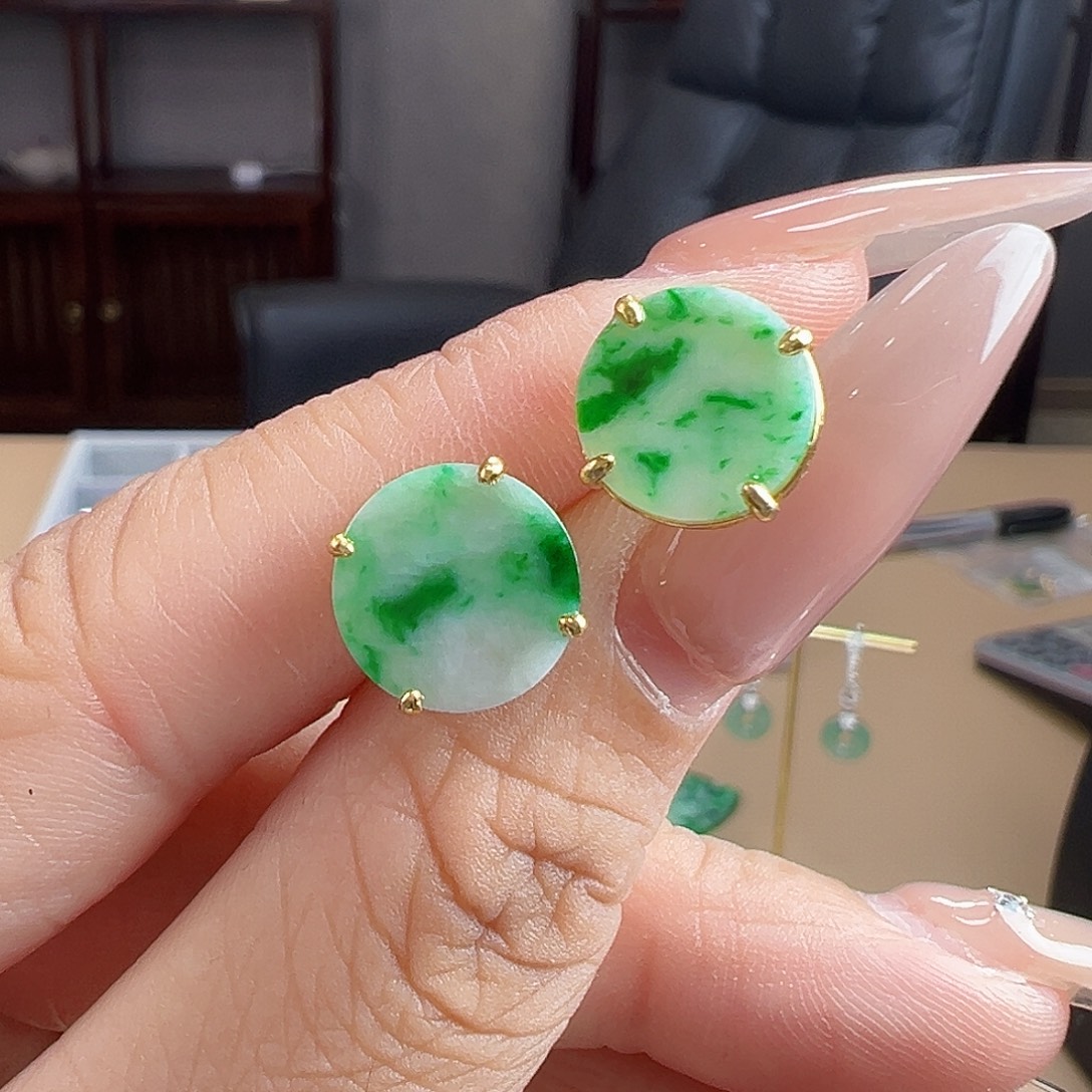 银S925镶嵌翡翠耳饰耳饰51