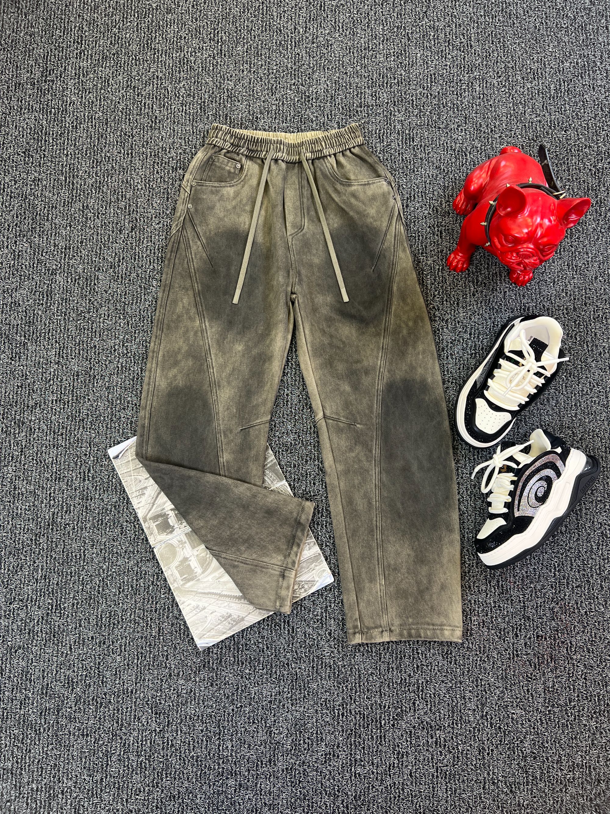 【JDKJ】潮品轻奢高端气质百搭男士磨毛加绒加厚阔腿直筒休闲裤K222