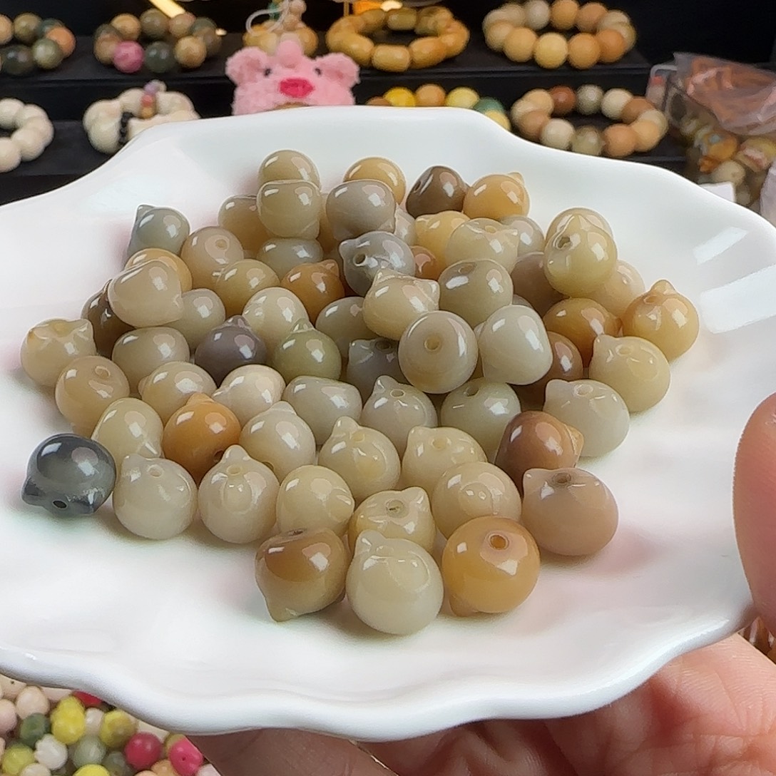 手串菩提根/象牙果卡12灰月光猫头30颗
