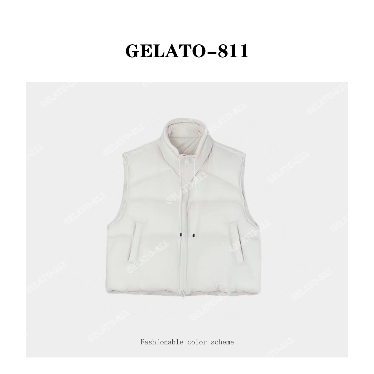 GELATO-811泡芙系列小立领保暖双拉链羽绒外套马甲122503