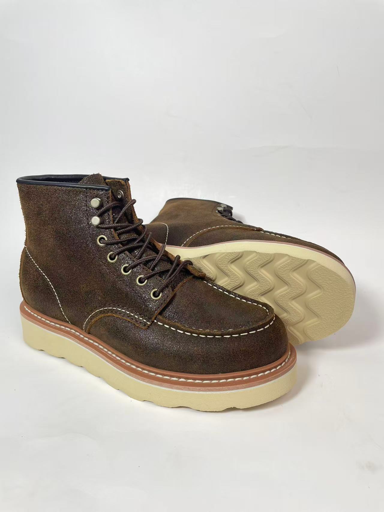 方头系带百搭真皮时尚秋冬工装户外干净感875固特异男鞋工装鞋