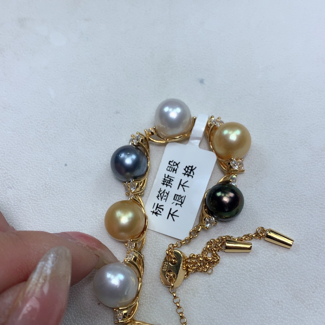 海水珍珠银S925镶嵌手绳