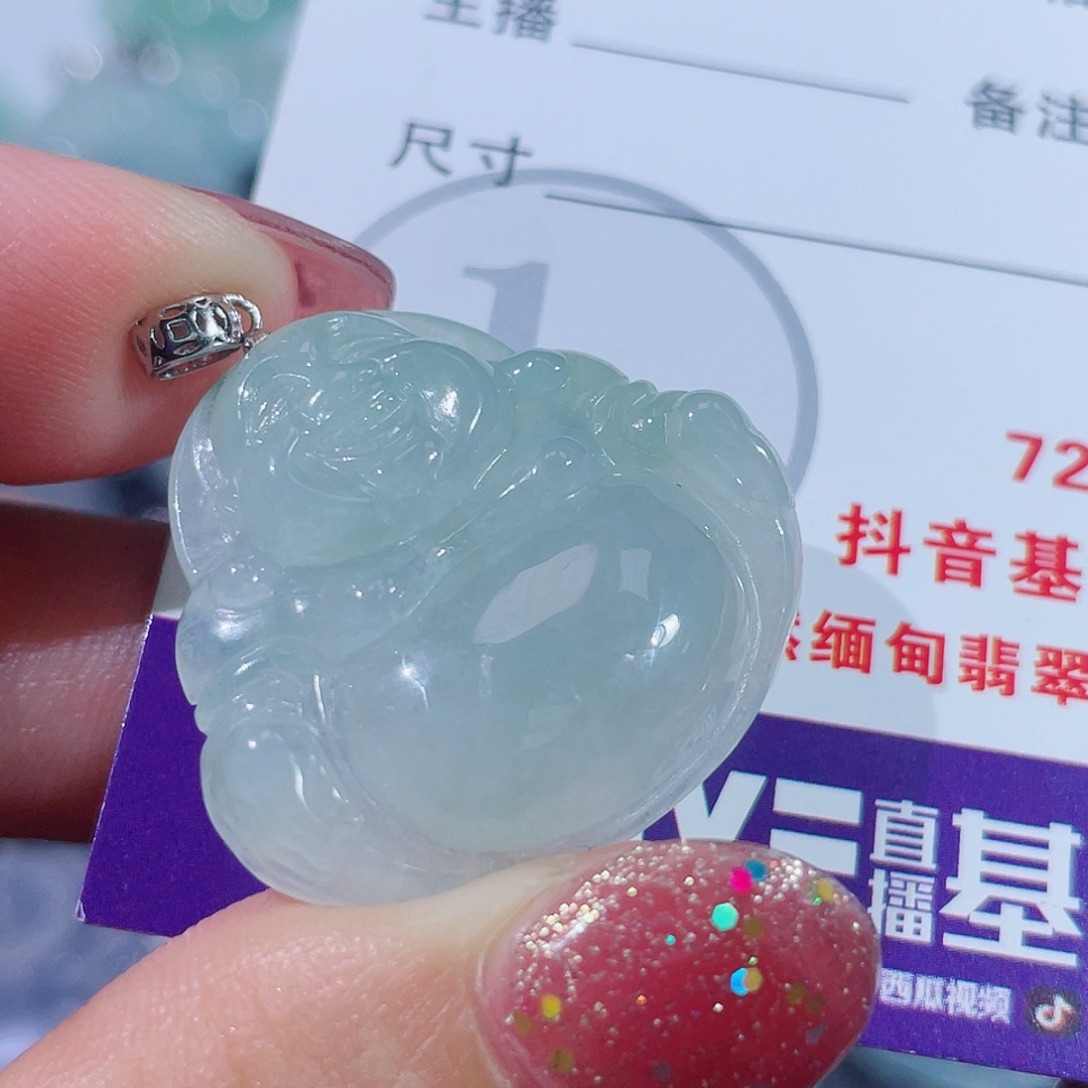 翡翠银S925镶嵌颈饰佛公